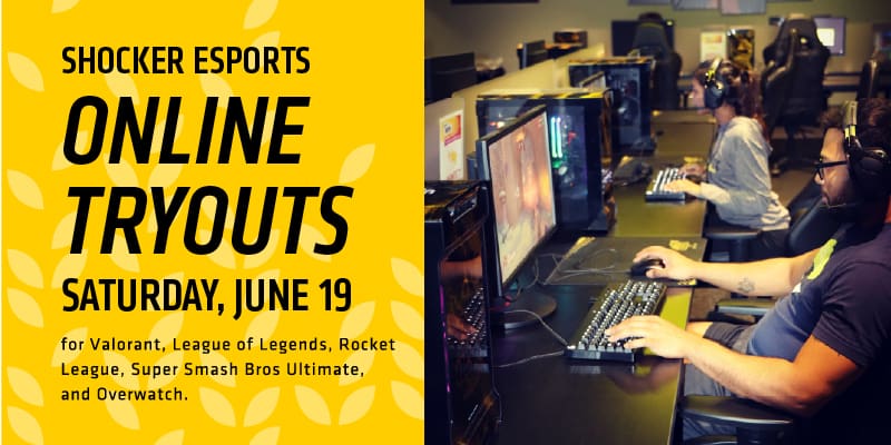 Shocker Esports online tryouts Saturday, June 19 for Valorant, League of Legends, Rocket League, Super Smash Bros Ultimate and Overwatch.