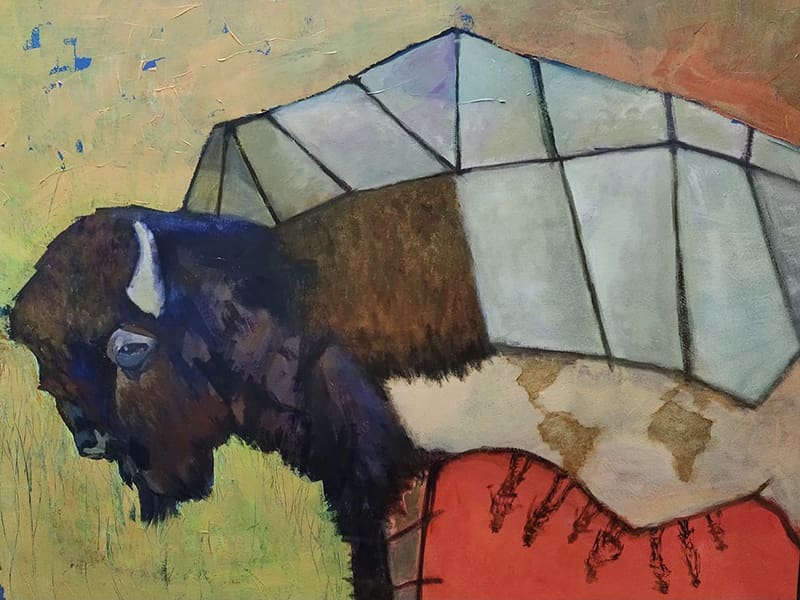 Artwork featuring a buffalo.