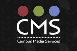 CMS Campus Media Services logo with wheat motif background.