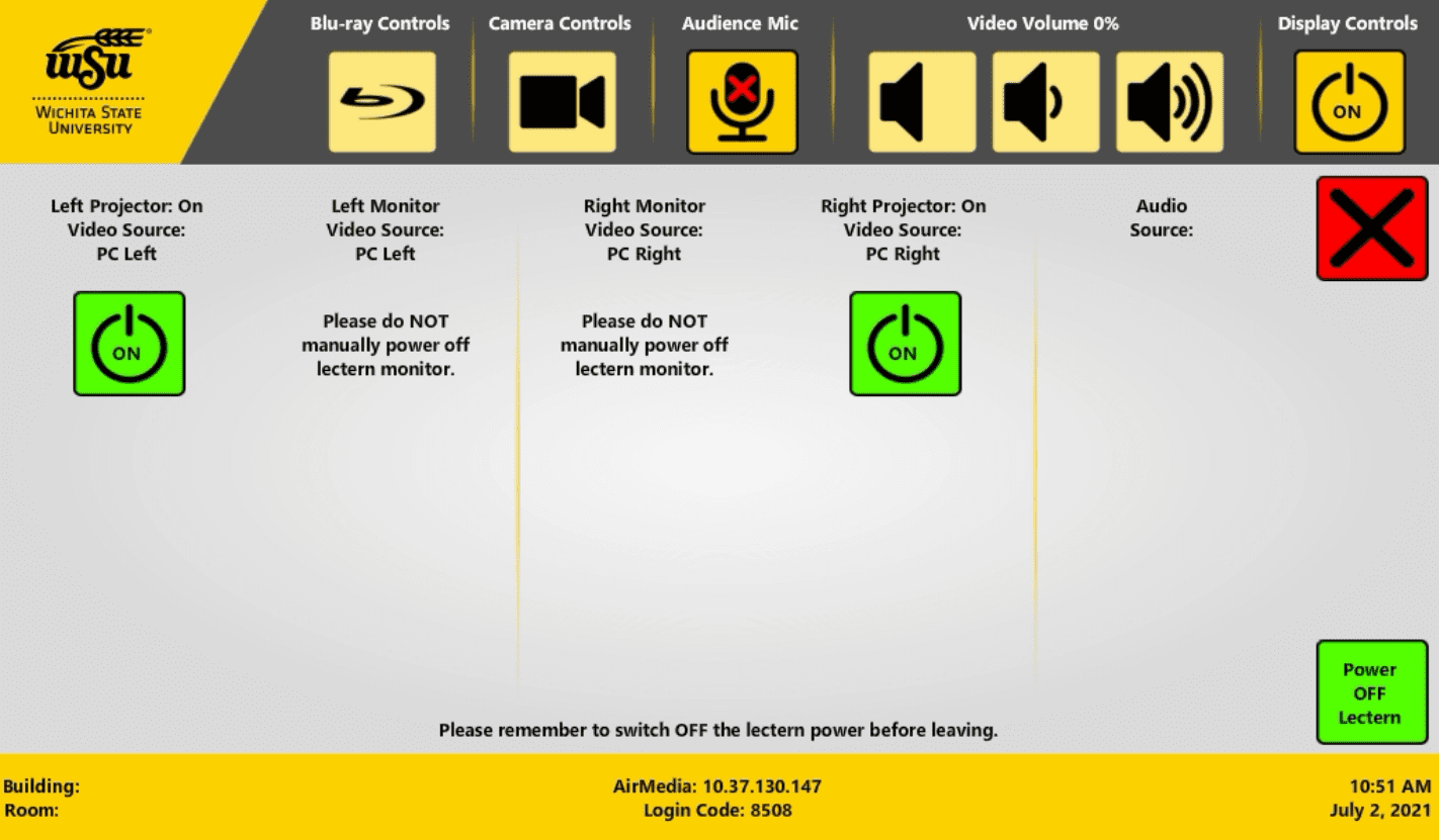 Image shows a screenshot of the display control screen