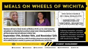 Join the Community Service Board for a morning of delivering meals with Meals on Wheels. Volunteers will be given instructions about volunteering with addresses and food for delivery. Volunteer dates are as follows, 9/17, 10/15, 11/12 from 10:30am-12:30pm. Volunteers may sign up here.