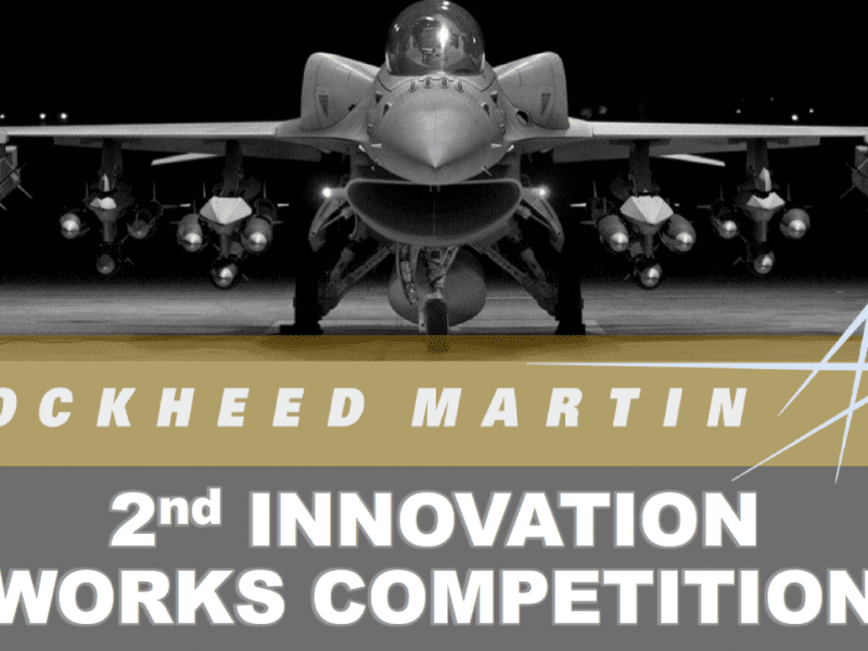 Poster featuring jet and text 'Lockheed Martin 2nd Innovation Works Competition.'