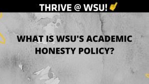 Graphic featuring text 'What is WSU's Academic Honesty Policy?'