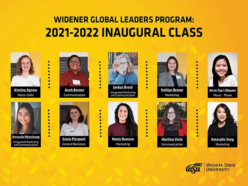 The first cohort of the Widener Global Leaders Program will consist of 10 women from the Barton School of Business, the Elliott School of Communication in Fairmount College of Liberal Arts and Sciences, and the School of Music in the College of Fine Arts.