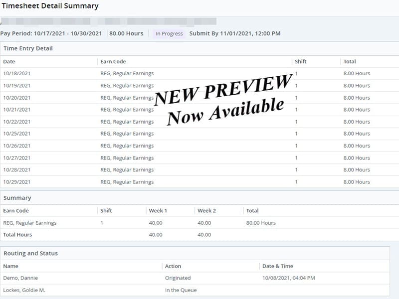 The image displays a preview of part of our newest timesheet upgrade coming soon.
