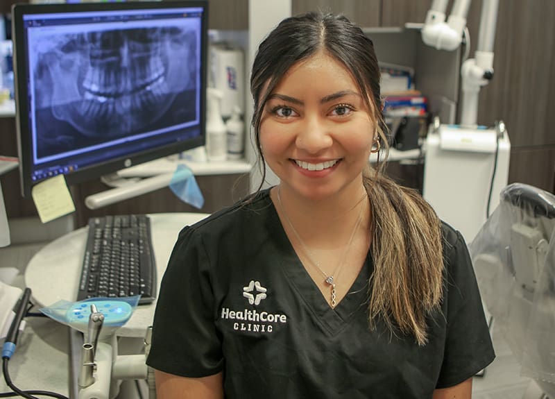 Valeria Rodriguez is a recent WSU graduate who is now working as a dental hygienist at HealthCore in Wichita.