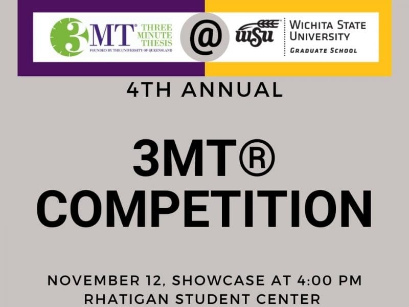 4th annual 3MT Competition, November 12, Showcase at 4:00 PM Rhatigan Student Center 233 Santa Fe Trail.
