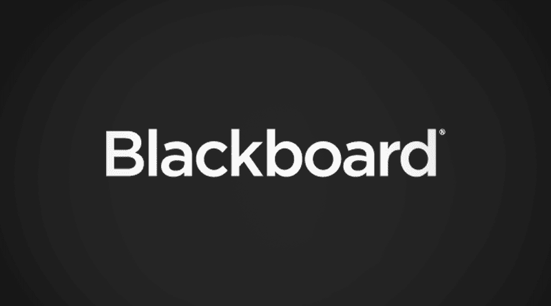 Blackboard logo in white font on black background.