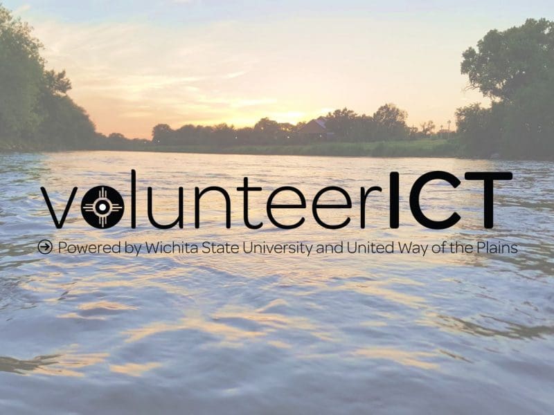 Photo of the Arkansas River with the volunteerICT logo.