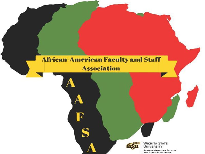 Image featuring black, green and red Africa layered and text 'African American Faculty and Staff Association, AAFSA.' WSU logo featured.