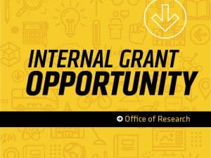 Graphic with yellow background and text 'Internal Grant Opportunity.'