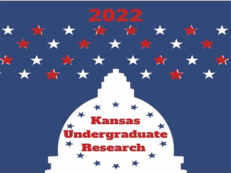 Image of Kansas Capitol with stars above it and text 2022 Kansas Undergraduate Research.