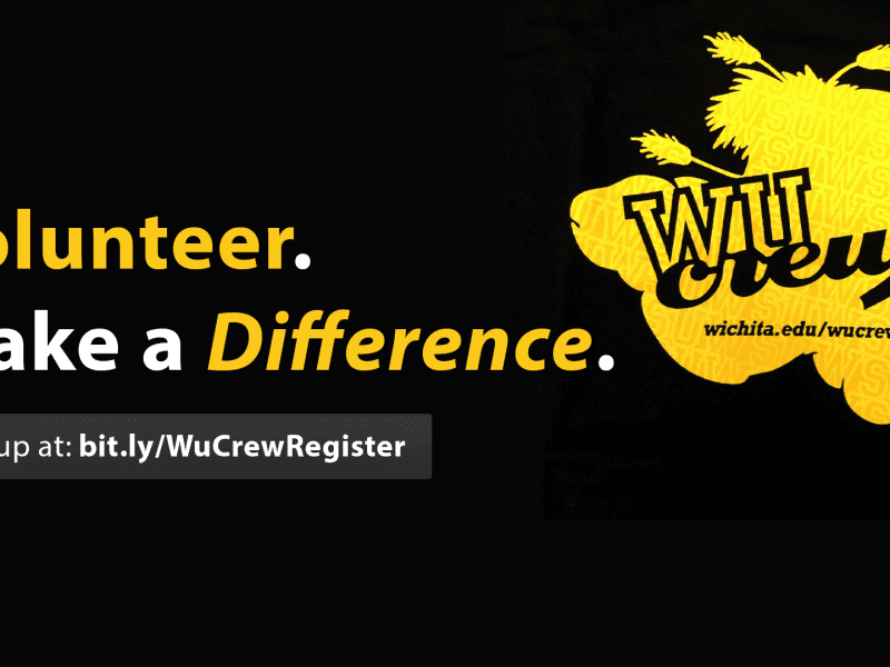 This graphic contains the signup link for WU Crew, a group of Wichita State faculty, staff, students, partners and alum who serve the Wichita community.