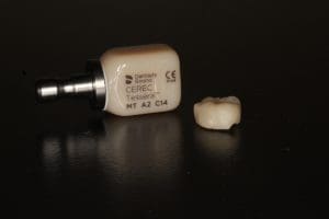 A dental prosthetic created in-house by the new milling machine at the WSU dental clinic.