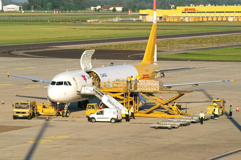 Image of Airbus 321 on flightline at NIAR with door open.