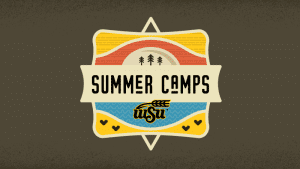 WSU summer camp graphic with a patch depicting a stylized outdoor scene