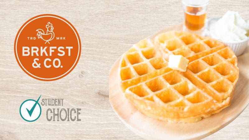 Brkfst & Co logo with picture of waffles.
