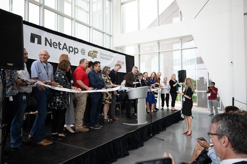 Image of ribbon cutting at NetApp.