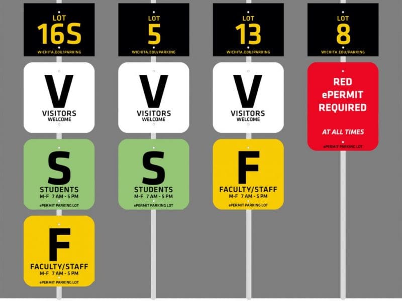 Graphic featuring new parking signs at WSU campus.