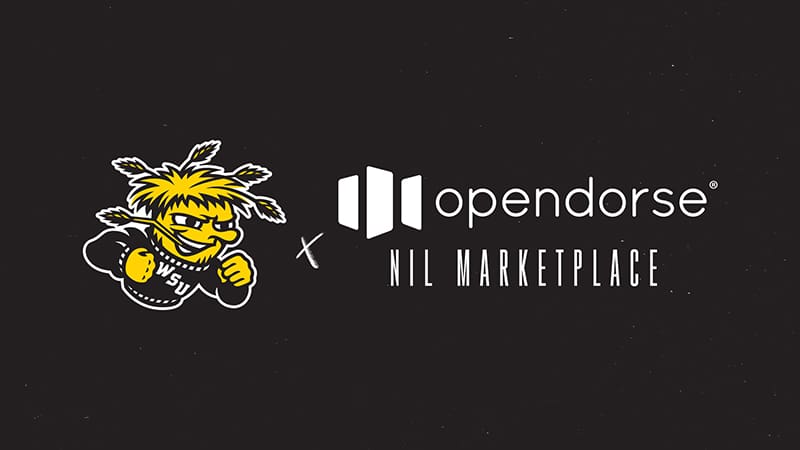 Graphic image featuring Wu on left and text OpenDorse NIL Marketplace on the right.