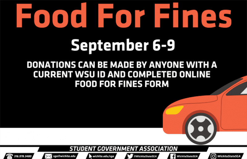 Food For Fines, September 6-9, Donations can be made by anyone with a current WSU ID and completed online Food for Fines form
