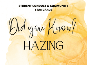 Image with text Student Conduct & Community Standards, Did you know?