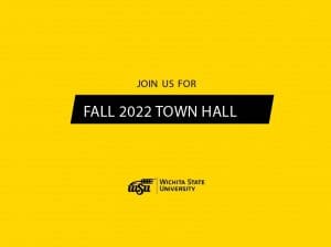Illustrated featuring text fall 2022 town hall.