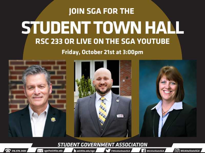Join SGA for the Student Town Hall - RSC 233 or Live on the SGA Youtube - Friday October 21st at 3:00PM