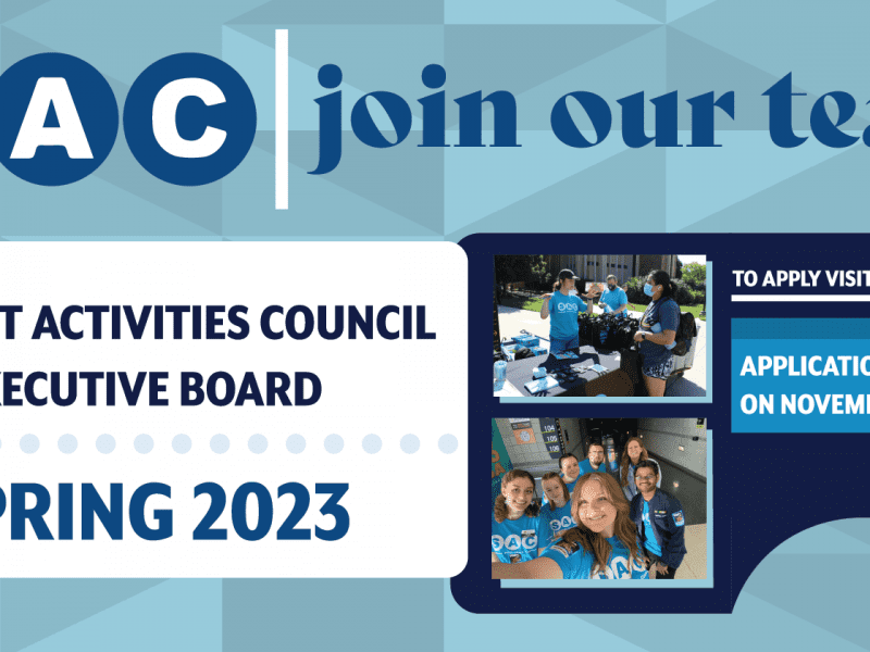 SAC join our team. Student Activities Council executive board spring twenty twenty three. to apply visit wichita dot edu forward slash s a c. application with close on november eleventh by eleven fifty nine p m