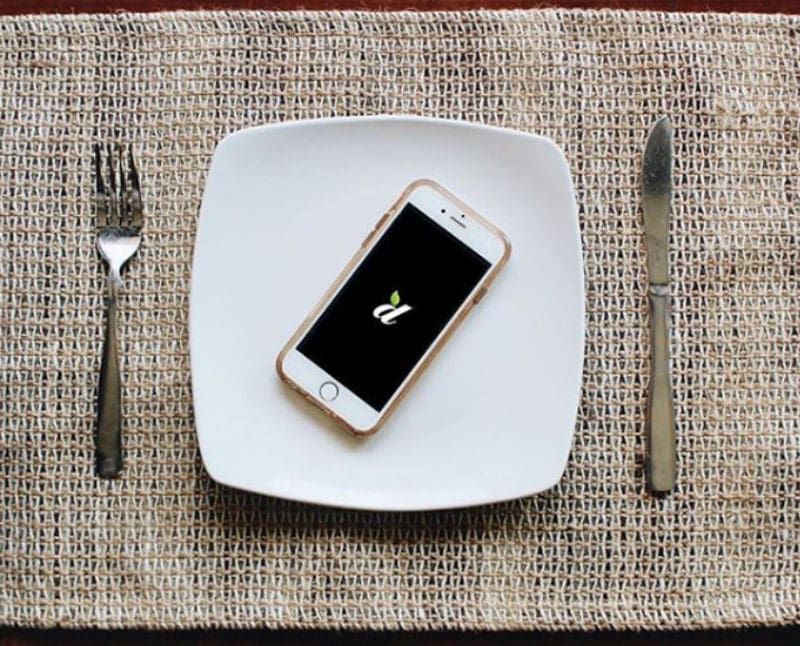 Dine on Campus app on a plate