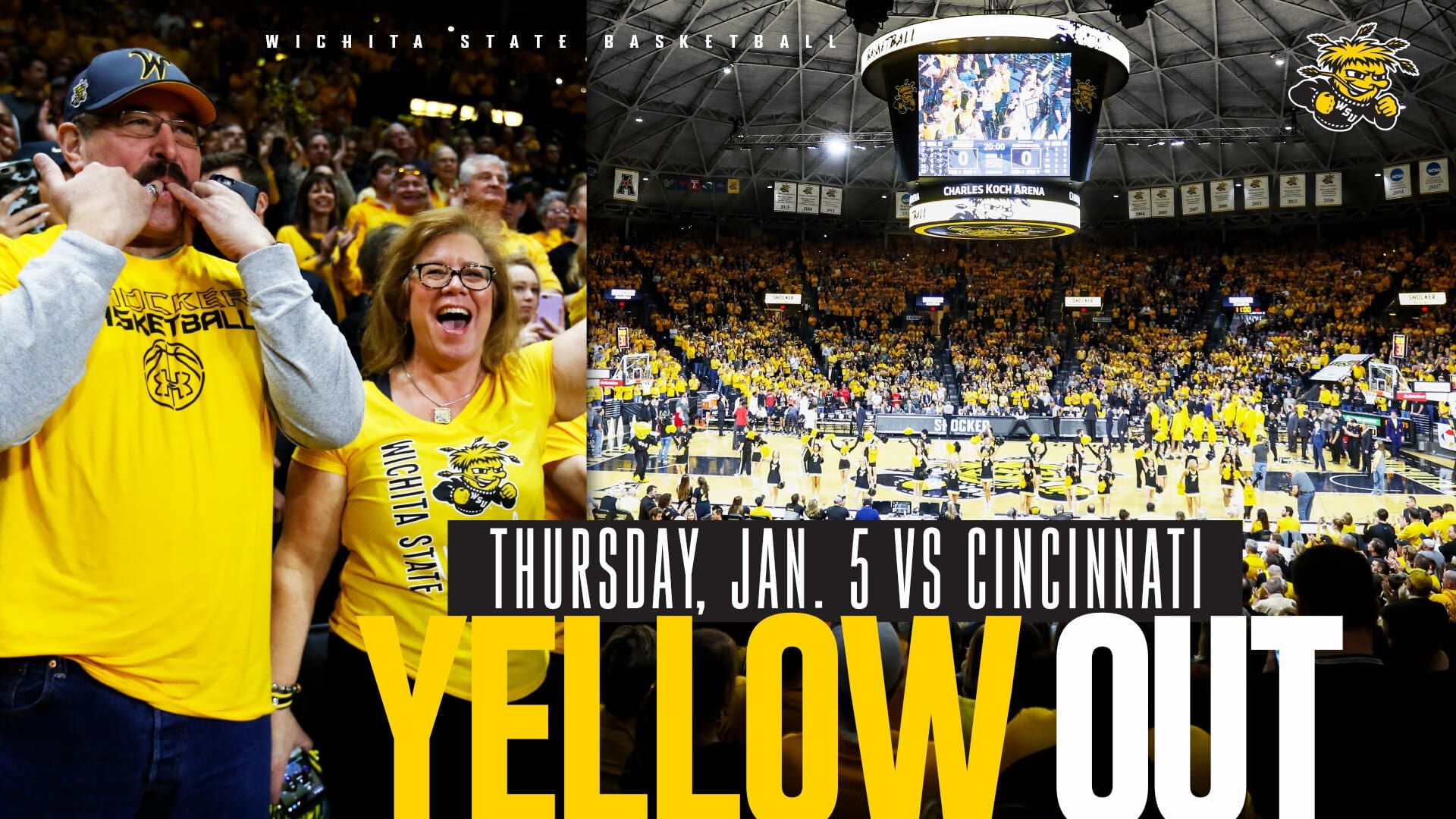 Wichita State Basketball; Yellow Out; Thursday, Jan. 5 at 8pm vs Cincinnati
