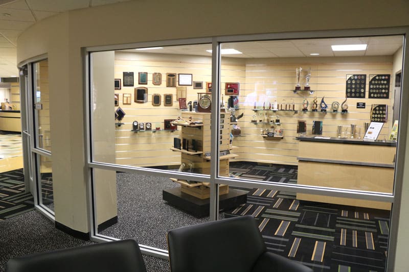 Photo of RSC engraving in the lower level of the Rhatigan Student Center.