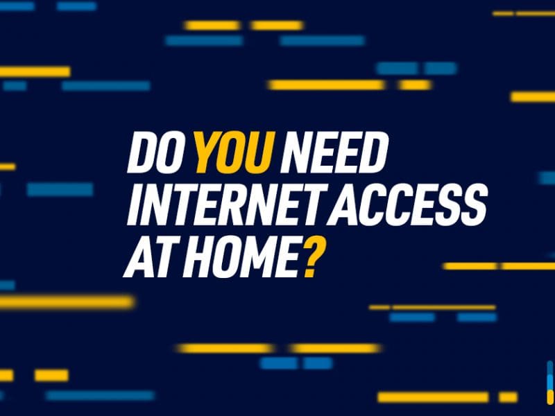 Graphic with the text, "Do you need Internet access at home?" and the Kansas Broadband Roadshow logo.