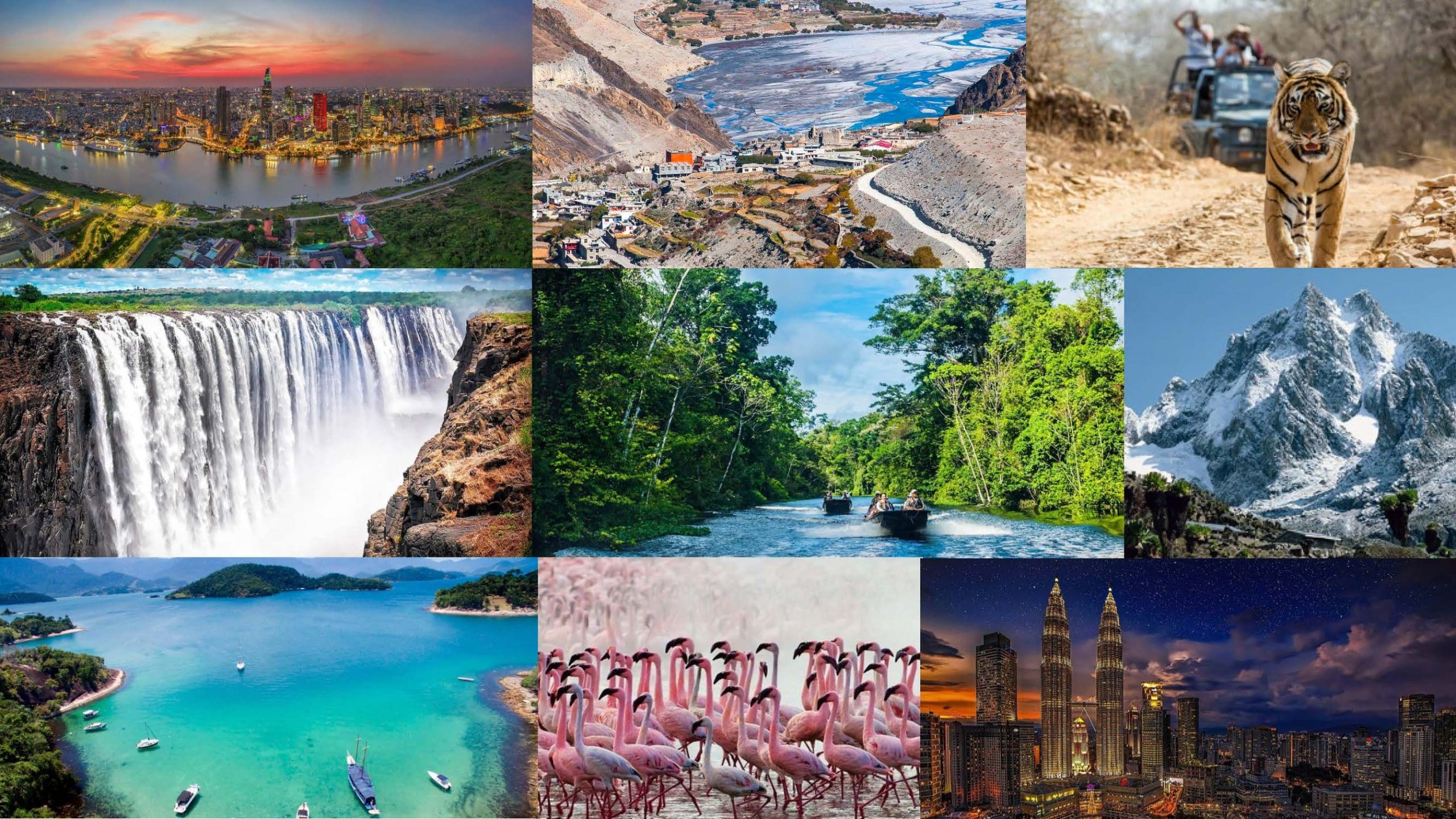 Photo collage of travel destinations around the world