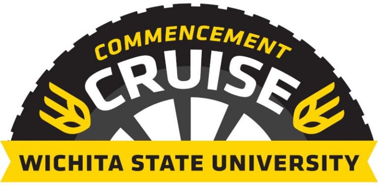 Graphic of the logo for Commencement Cruise with the text, "Commencement Cruise | Wichita State University."