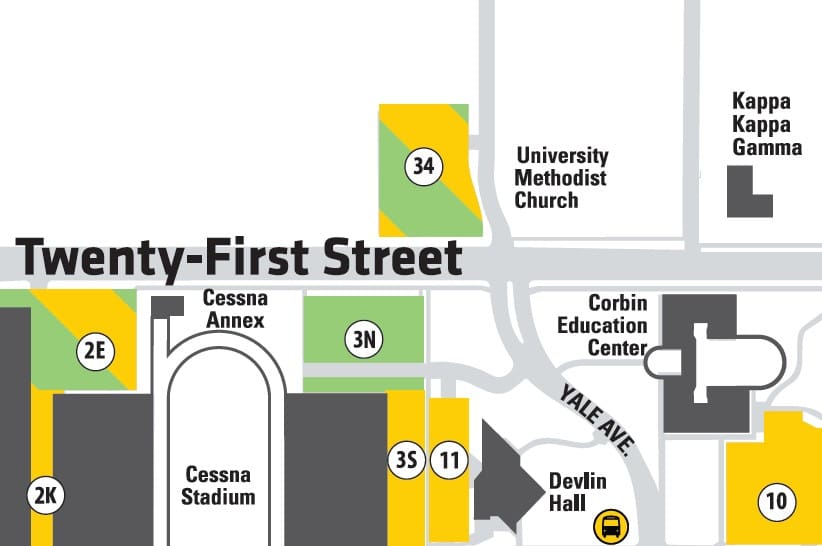 Screengrab of the parking lots around the 21st Street and Yale Avenue area.