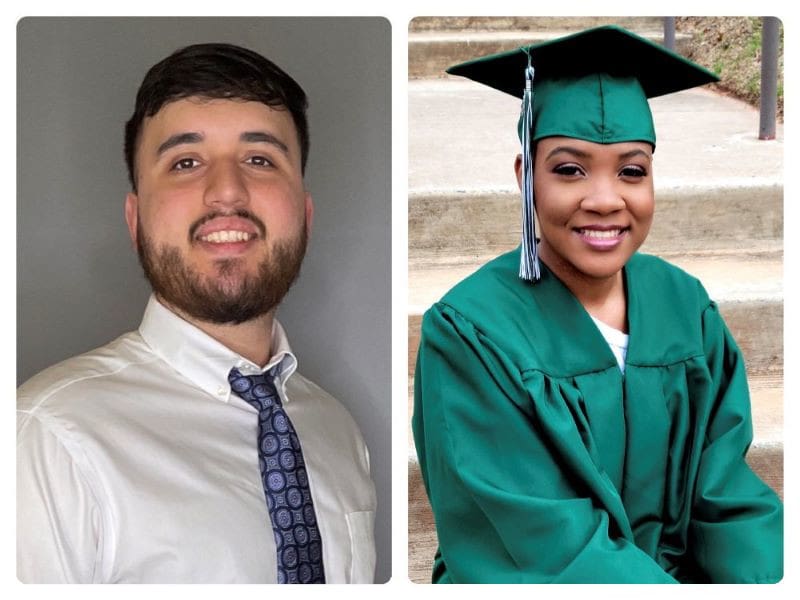 A side-by-side picture of Eleazar Recendiz and Kaya Russell, recipients of the scholarships.