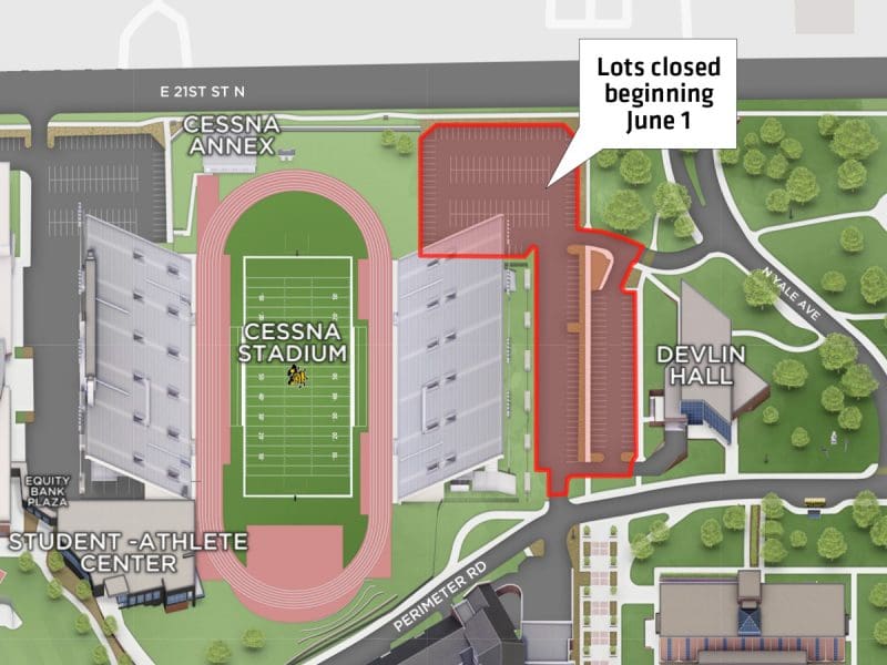 Image showing the parking lot that will be closed starting June 1.