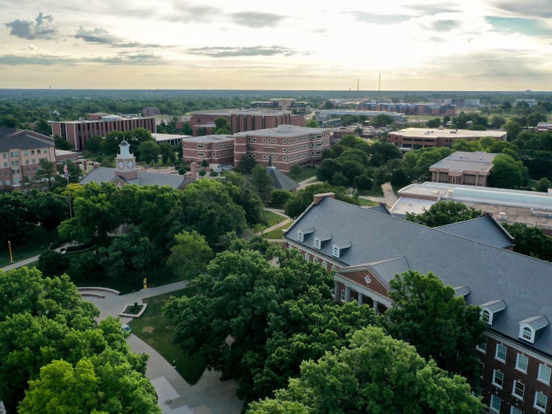 Aerial photo of the WSU main campus.