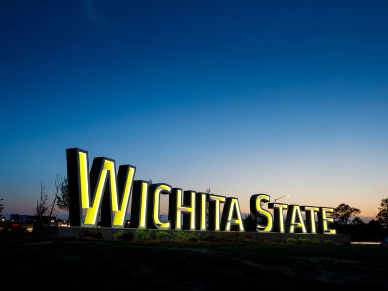 Wichita State sign on 21st and Oliver