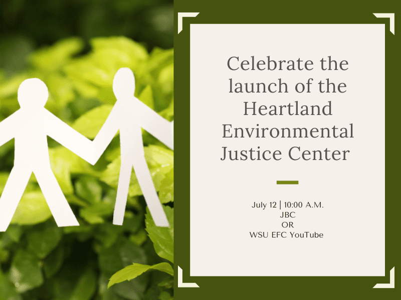Paper cutouts of human-looking figures on a foliage background. Celebrate the launch of the Heartland Environmental Justice Center.