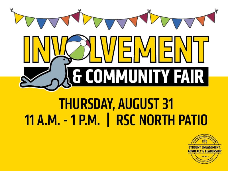 Involvement and Community Fair. Thursday, August 31, 11am - 1pm | RSC north patio