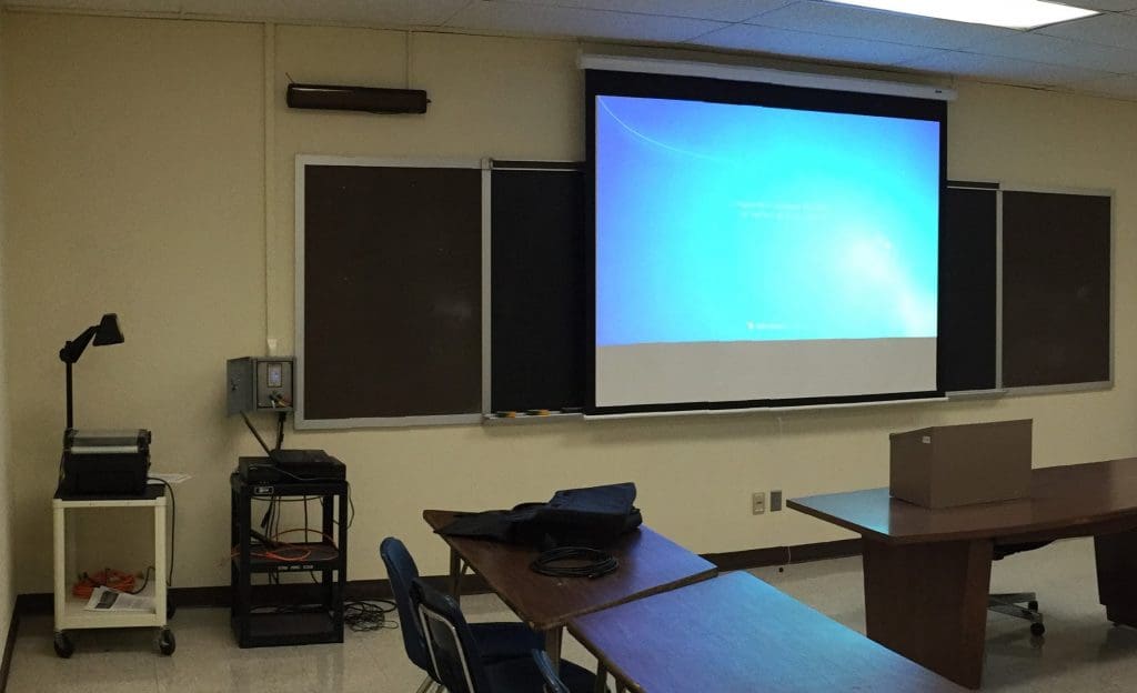Photo of a classroom with the updated technology.