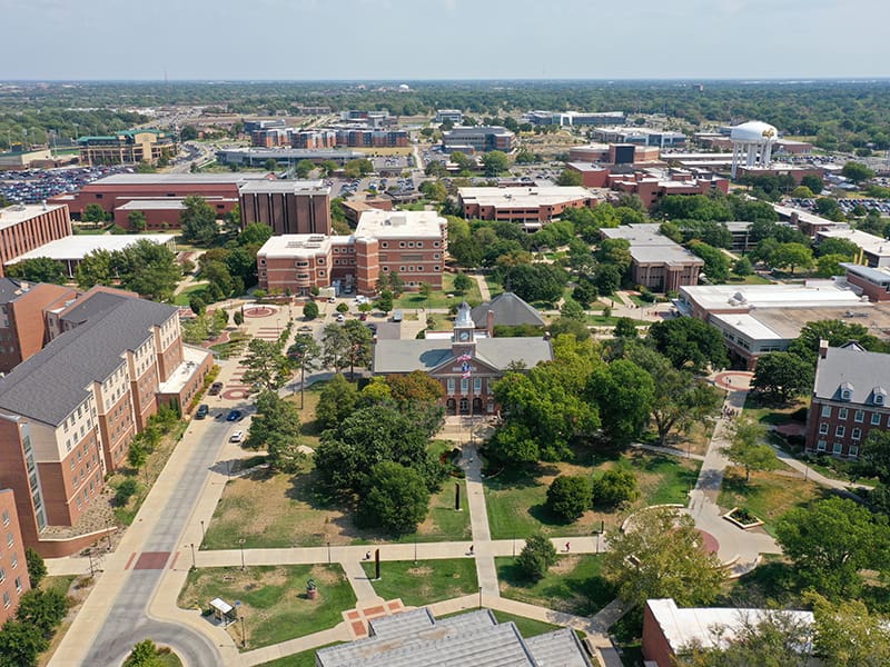 Aerial shot of WSU campus