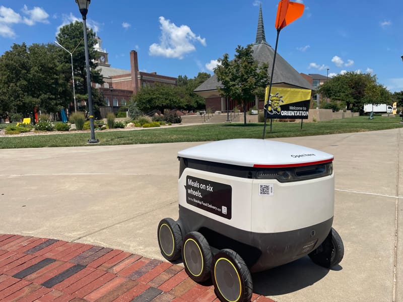 The Starship Technologies delivery robot on campus