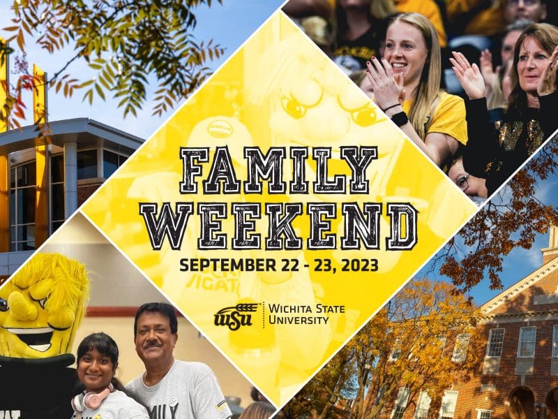 Images depicting families of students attending Family Weekend