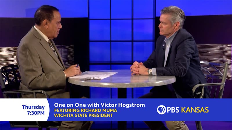 President Rick Muma and Victor Hogstrom sit and talk during an episode of "One on One"