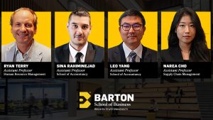 New Barton School Faculty members Ryan Terry, Sina Rahiminejad, Leo Yang, and Na Rea Cho.