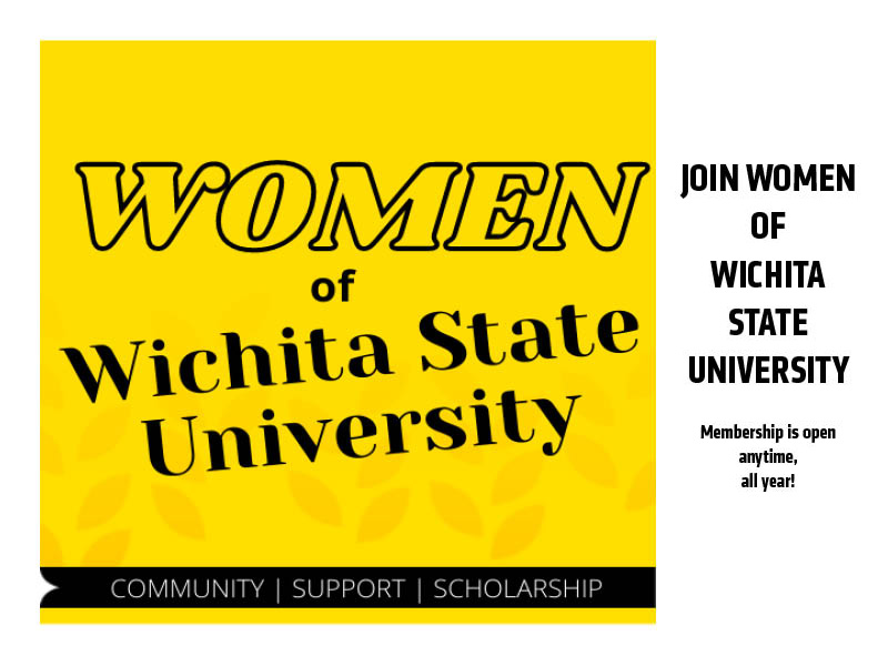 Yellow background with Women of Wichita State University printed across it.