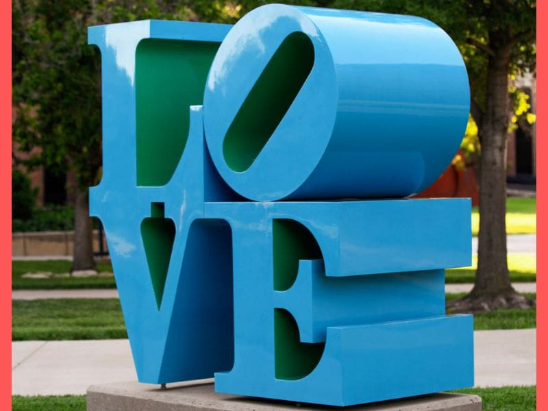 A close-up of the sculpture Love by Rovert Indiana. "Love"